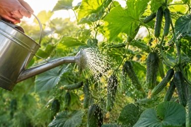 Огурцы поливают теплой водой Создано ИИ